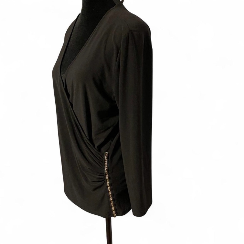 Nine West Wrap Black Draped Blouse